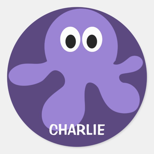 Funny Octopus custom name stickers (Front)