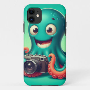 Funny Octopus Holding a Camera iPhone 11 Case