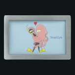 Funny octopus hugs diver cartoon humour belt buckle<br><div class="desc">Octopus love! This cartoon features a friendly octopus hugging an unsuspecting diver. Undersea sea creatures humour!</div>