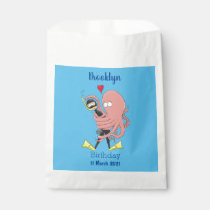 Funny octopus hugs diver cartoon humour favour bags