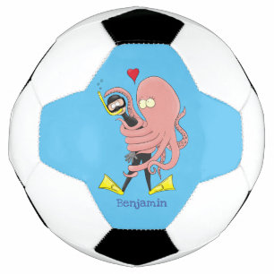 Funny octopus hugs diver cartoon humour football