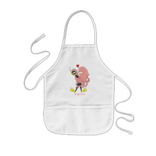 Funny octopus hugs diver cartoon humour kids apron