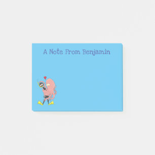 Funny octopus hugs diver cartoon humour  post-it notes