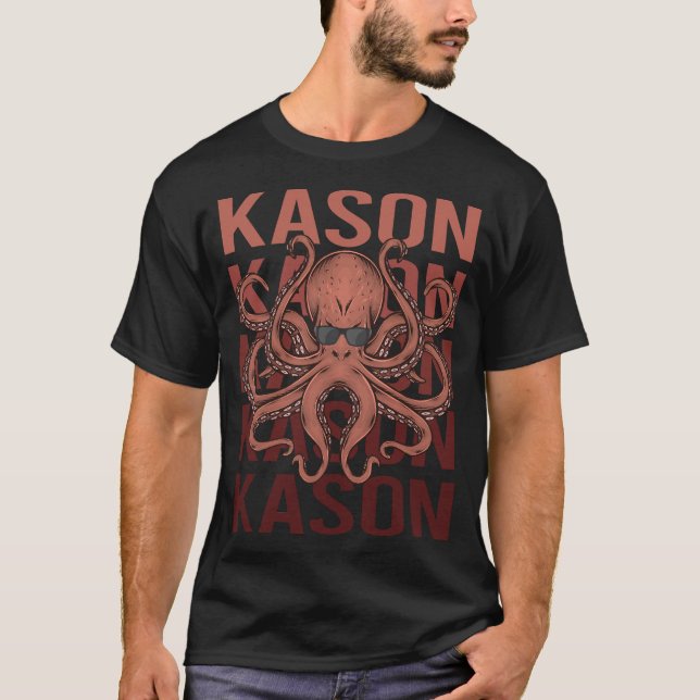 Funny Octopus - Kason Name T-Shirt (Front)