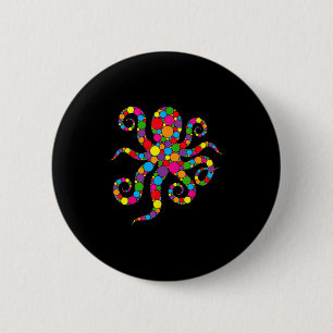 Funny Octopus Lovers Polka Dot Art Student Happy D 6 Cm Round Badge