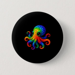 Funny Octopus Lovers Polka Dot Art Student Happy D 6 Cm Round Badge