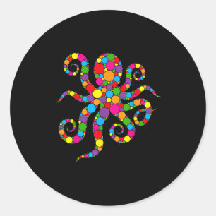 Funny Octopus Lovers Polka Dot Art Student Happy D Classic Round Sticker
