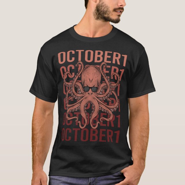 Funny Octopus - October 1 1st 01 T-Shirt (Front)