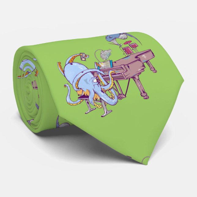 Funny Octopus playing a piano Tie (Rolled)