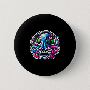 Funny Octopus Video Games Lover Gamer Octopus Gami 6 Cm Round Badge