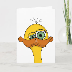 Funny Odd Duck Cartoon Blank Card