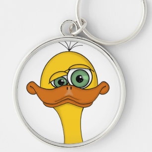 Funny Odd Duck Cartoon Key Ring