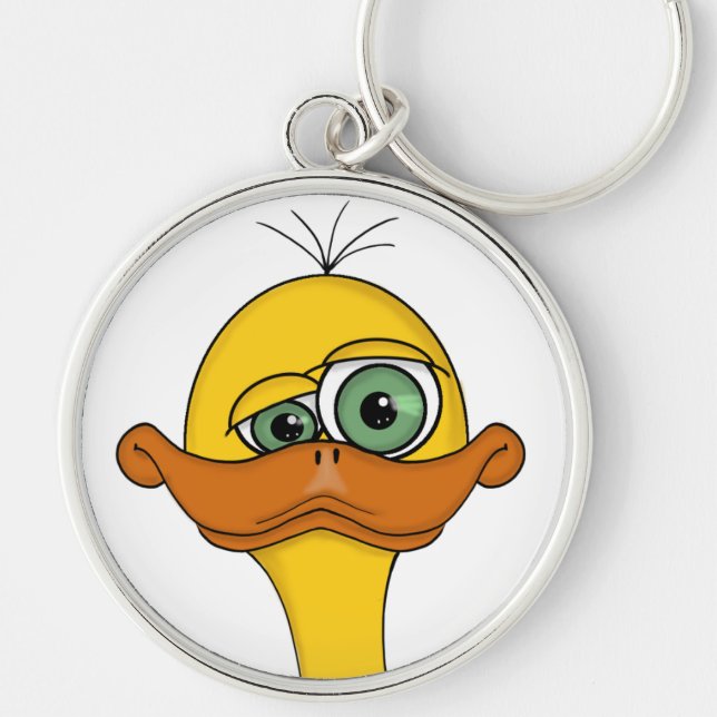 Funny Odd Duck Cartoon Key Ring (Front)