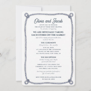 Funny Off The Market Nautical Rope Witty Coastal Invitation