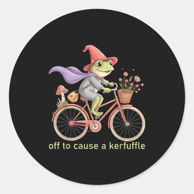 Funny Off To Cause A Kerfuffle Whimsical Wizard Fr Classic Round Sticker (Front)