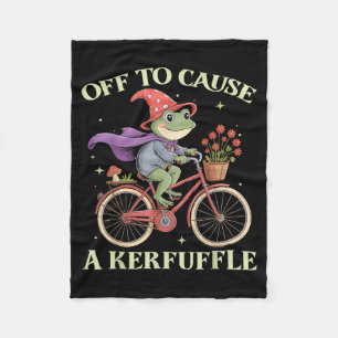 Funny Off To Cause A Kerfuffle Whimsical Wizard Fr Fleece Blanket