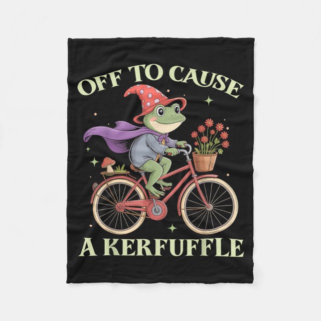 Funny Off To Cause A Kerfuffle Whimsical Wizard Fr Fleece Blanket (Front)
