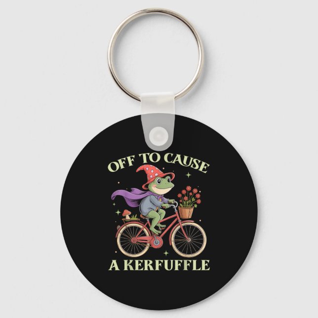 Funny Off To Cause A Kerfuffle Whimsical Wizard Fr Key Ring (Front)