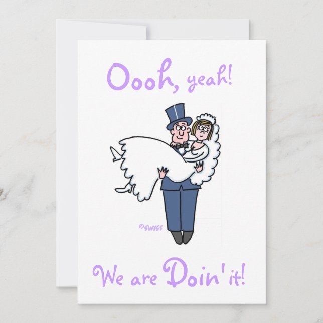 Funny Offbeat Bride and Groom Wedding Invitations (Front)