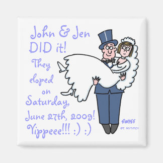 Funny Offbeat Wedding Elopement Magnet Template