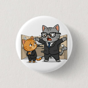 Funny Office Cat Boss Scolding Employee Button