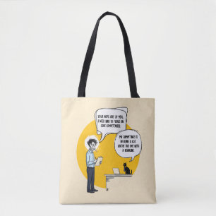Funny Office Cat Humour Performance Review Meme Tote Bag