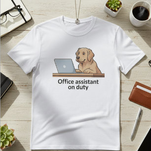 Funny Office Dog Assistant Cartoon T-Shirt