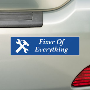 Funny Office Fixer Of Everything Silhouette Blue Bumper Sticker