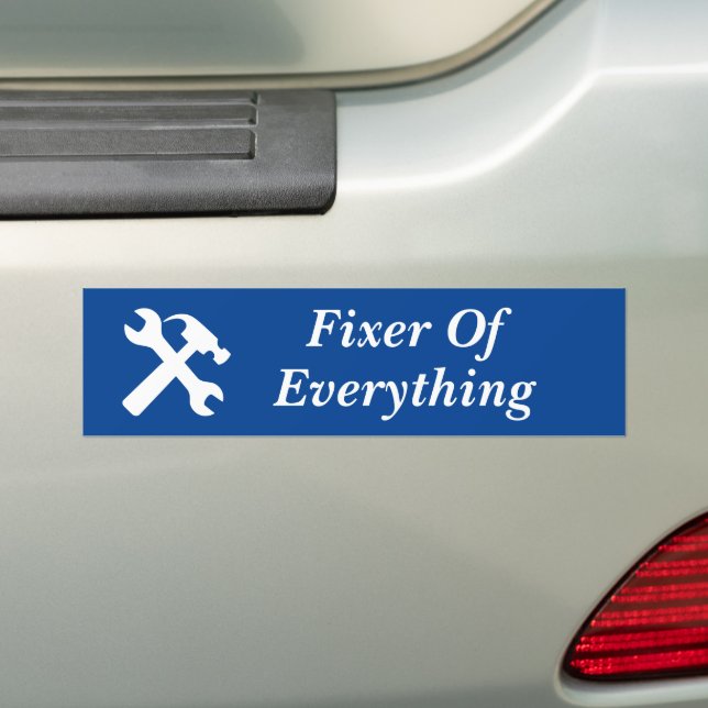 Funny Office Fixer Of Everything Silhouette Blue Bumper Sticker (On Car)