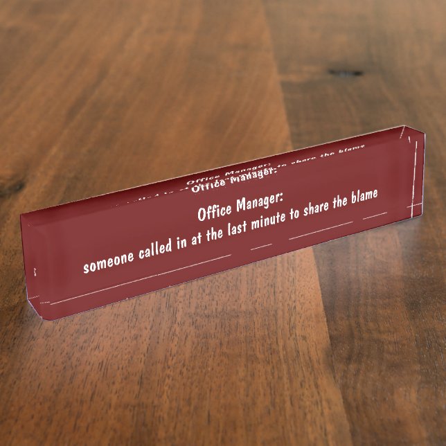 Funny Office Manager Nameplate (Side)