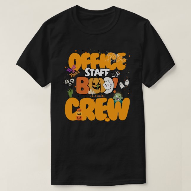 Funny Office Staff Boo! Crew Halloween Party T-Shirt (Design Front)