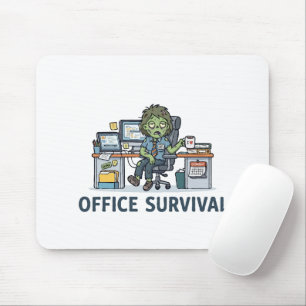 Funny Office Zombie "Survie Au Bureau" Work Humour Mouse Mat