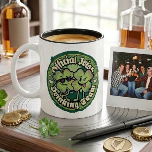 Funny Official Irish Drinking Team Retro 90s Two-Tone Coffee Mug