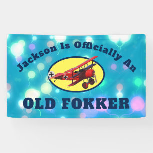 Funny Official Old Fokker Over the Hill Birthday Banner
