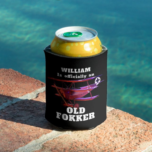 Funny Official Old Fokker Over the Hill Birthday  Can Cooler (In Situ Pool)