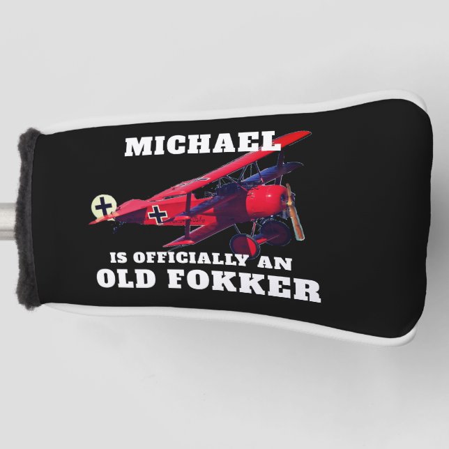 Funny Official Old Fokker Over the Hill Birthday Golf Head Cover (Front)