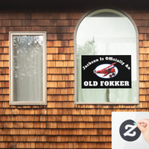 Funny Official Old Fokker Over the Hill Birthday  Window Cling