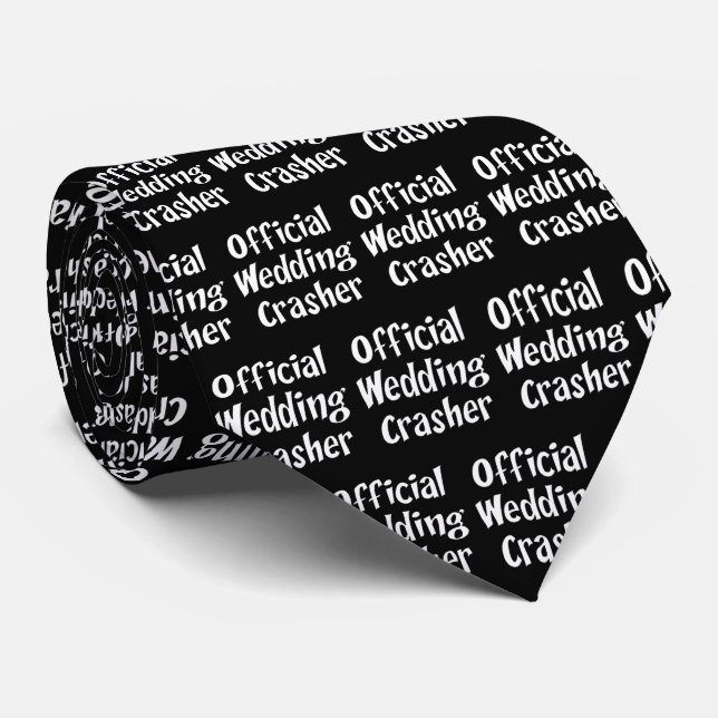 Funny Official Wedding Crasher Black and White Tie (Rolled)