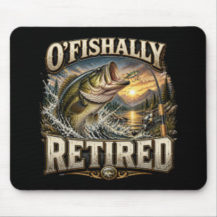 Funny Ofishally Fishing Dad Grandpa Retirement Mouse Mat