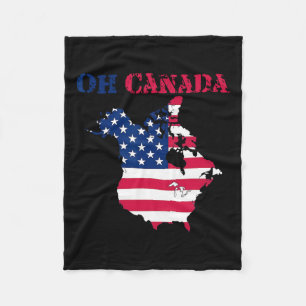 Funny Oh Canada Funny Trump Of Usa Flag Tee Fleece Blanket