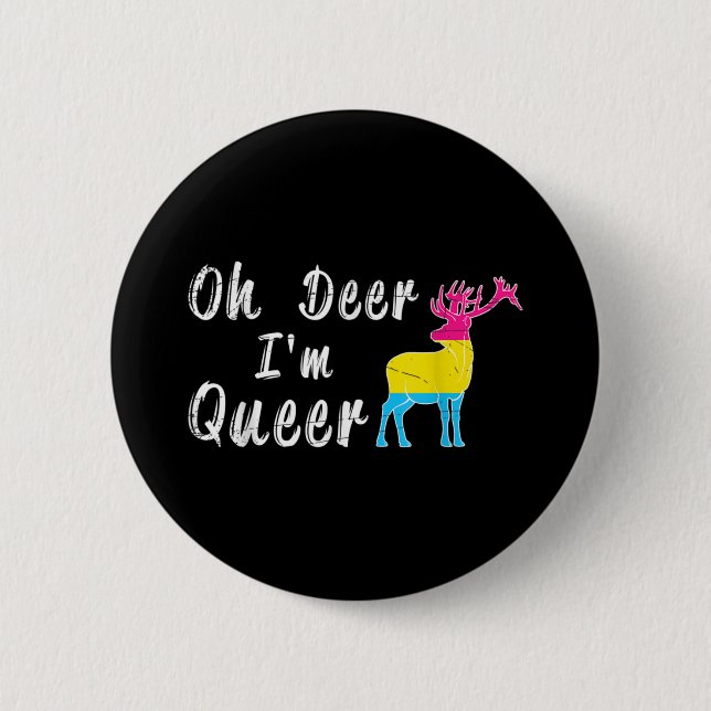 Funny Oh Dear Im Queer Lgbtq Pride Month Gift Panu 6 Cm Round Badge (Front)