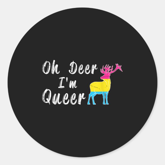 Funny Oh Dear Im Queer Lgbtq Pride Month Gift Panu Classic Round Sticker (Front)