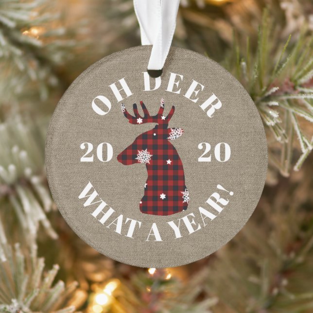 Funny Oh Deer 2020 Photo Ornament (Tree)