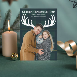Funny Oh Deer Christmas Is Here Photo Holiday Card