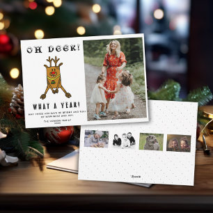Funny Oh Deer What a Year Christmas Photo collage Holiday Card