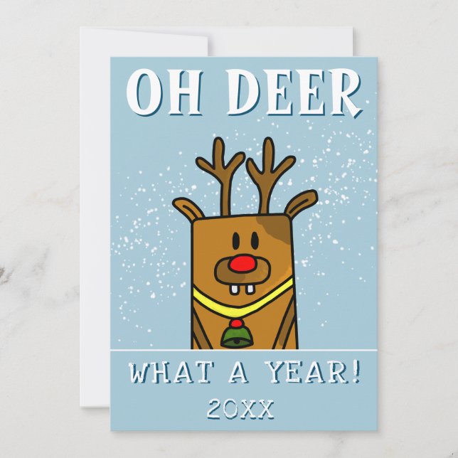 Funny Oh Deer What a Year Deer Drawing Holiday  (Front)