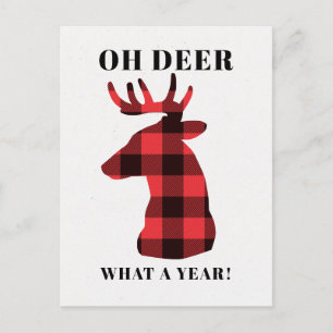 Funny Oh Deer What a Year Lumberjack Christmas Holiday Postcard
