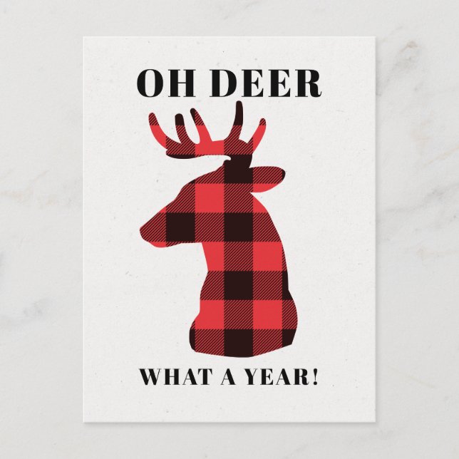 Funny Oh Deer What a Year Lumberjack Christmas Holiday Postcard (Front)