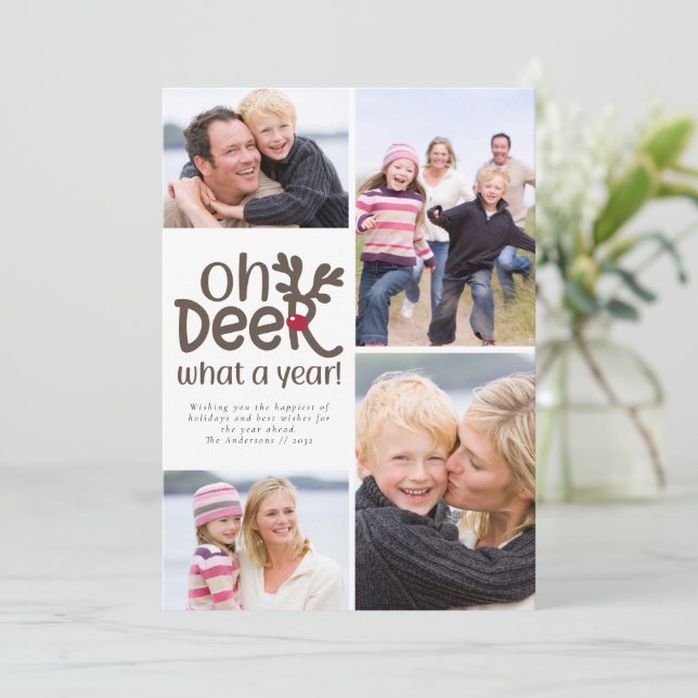 Funny Oh Deer What a Year Photo Holiday Card (Standing Front)