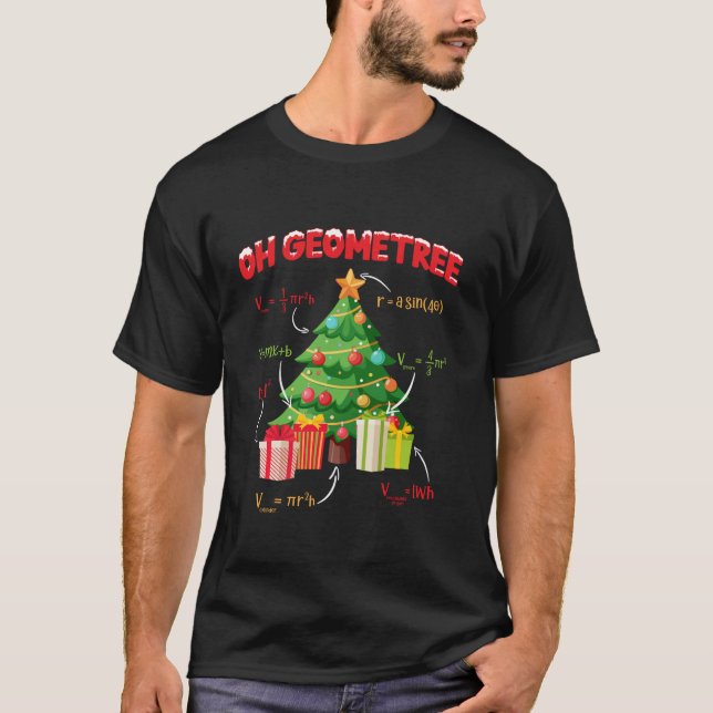 Funny Oh Geometree Math Christmas Tree Lights Desi T-Shirt (Front)